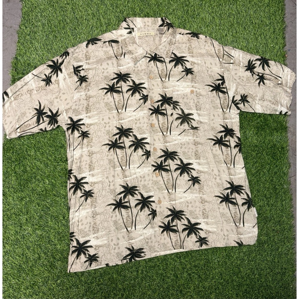 Vintage 90s "Summa" Button Down Shirt Men's: XL Palm trees